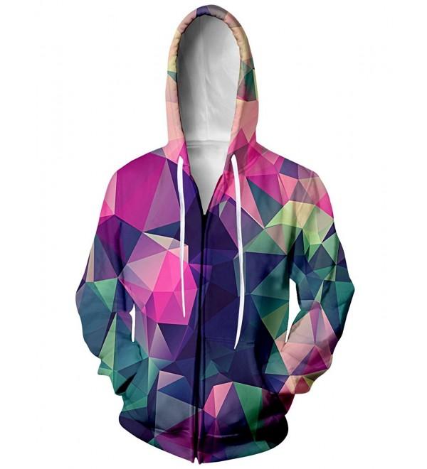 RAISEVERN Rainbow Geometric Drawstring Sweatshirt