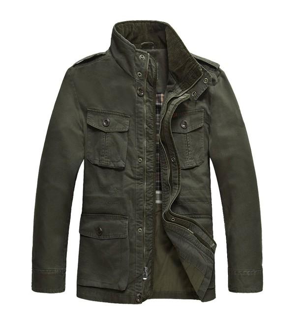 Men's Casual Military Windbreaker Jacket Cotton Stand Collar Field Coat ...