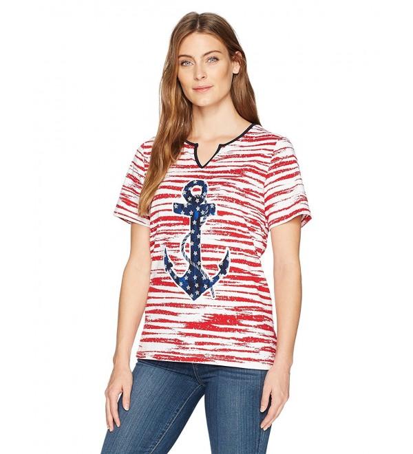 Alfred Dunner Womens Anchor Stripe