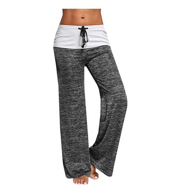 Foldover Wide Leg Pants Heather Flowy Flared Loose Yoga Leisure Legging ...