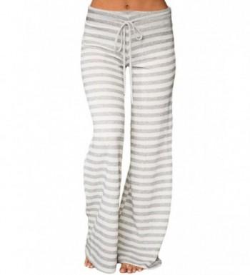 LOSRLY Striped Drawstring Palazzo Pants Gray