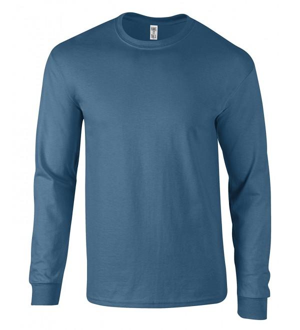 Men's Long Sleeve T Shirt Premium Ringspun Cotton Made In USA - Blue ...