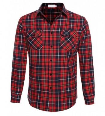 Mens Western Plaid Long Sleeve Button Down Flannel Shirt - Plaid1 ...