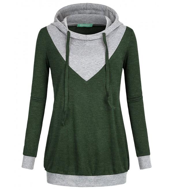 Women's Long Sleeve Pullover Color Block Hooded Lightweight Knitted ...