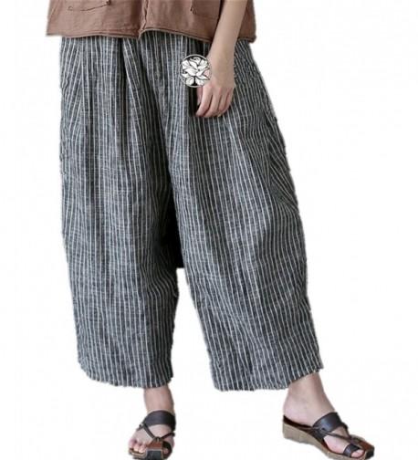 YESNO Cropped Trousers Striped Contrast
