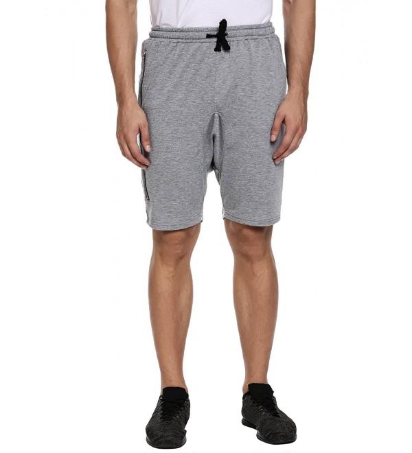 Men's Cotton Fitness Elastic Gym Workout Jersey Jogger Shorts - Gray ...