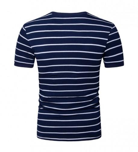 Men's Slim Round Neck Vintage T Shirt With Horizontal Stripe - Navy ...