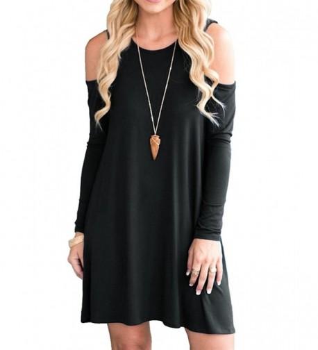 MooliDa Shoulder Dresses T Shirt Sleeve Black