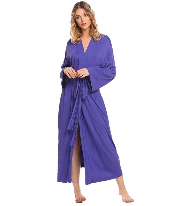 Women's Long Soft Kimono Robes Knit Bathrobe Comfort Sleepwear ...