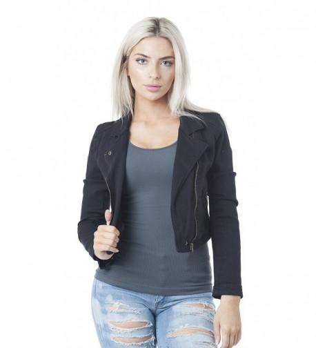 Denim Asymmetrical Jacket Large Black