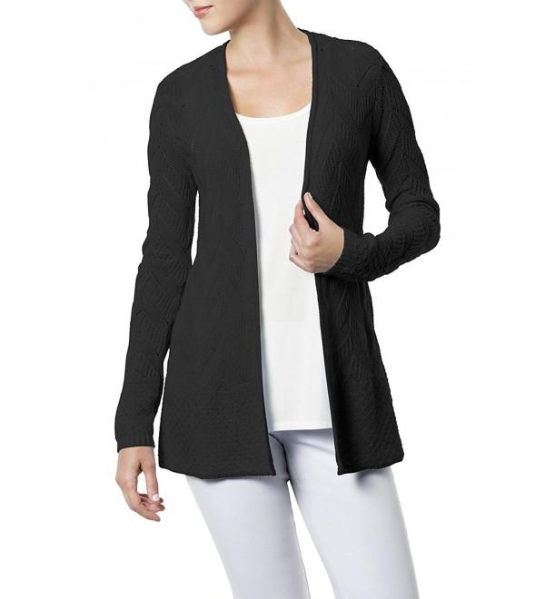 89th & Madison Long Sleeve Open Cardigan With Mitered Rib&Mini Dot Trim ...