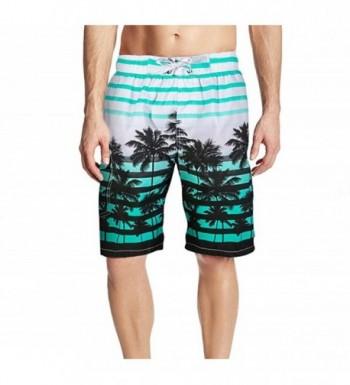 Men's Swim Trunk Stripe Beach Short Coconut Tree Printing Cargo ...