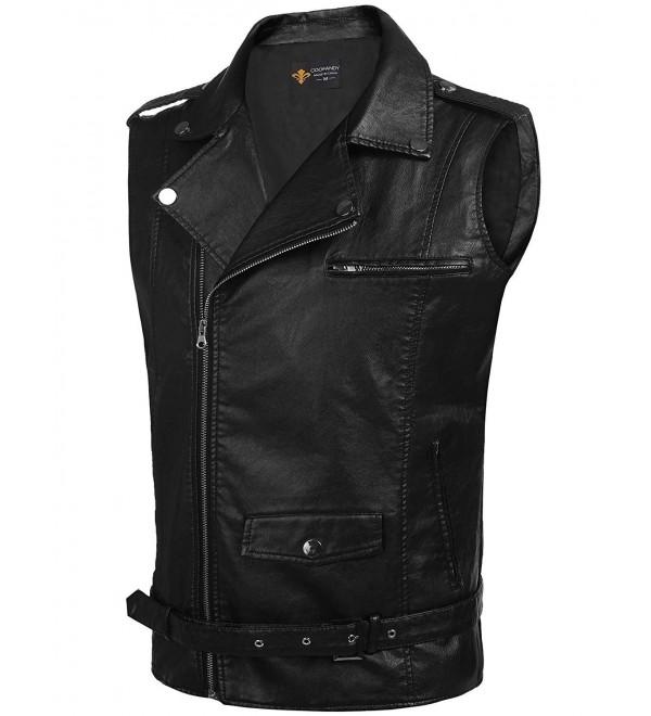 Mens Hipster Leather Vest Retro Motorcycle Racer Leather Jacket Vests ...