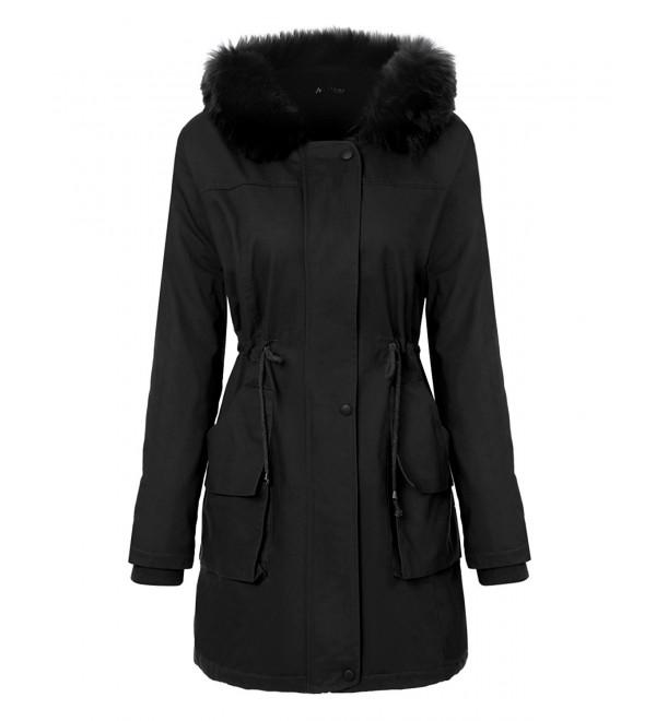 Womens Hooded Warm Coats With Faux Fur Lined Parkas And Waist ...