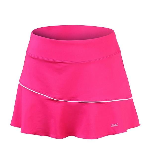 Women's CoolDry Elastic Tennis Skirt With Shorts Dance Skorts - Rose ...