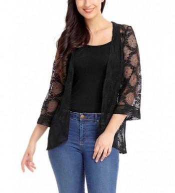 GRAPENT Womens Crochet Semi Sheer Cardigan