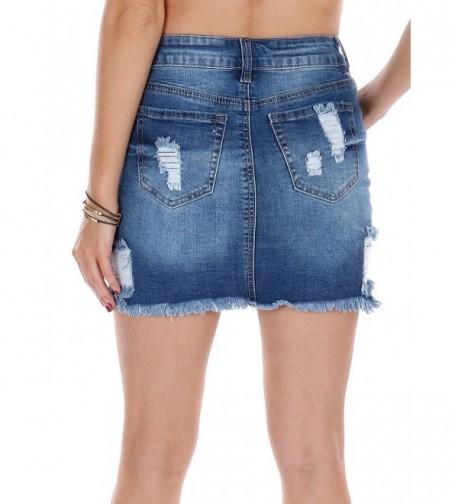 Women's Juniors Vintage Casual Distressed A-Line Denim Short Skirt ...