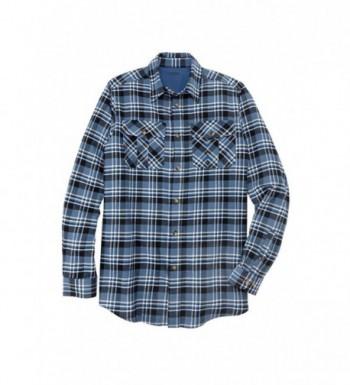 Men's Big & Tall Plaid Flannel Shirt - Ink Blue Plaid - C6183TULZIK