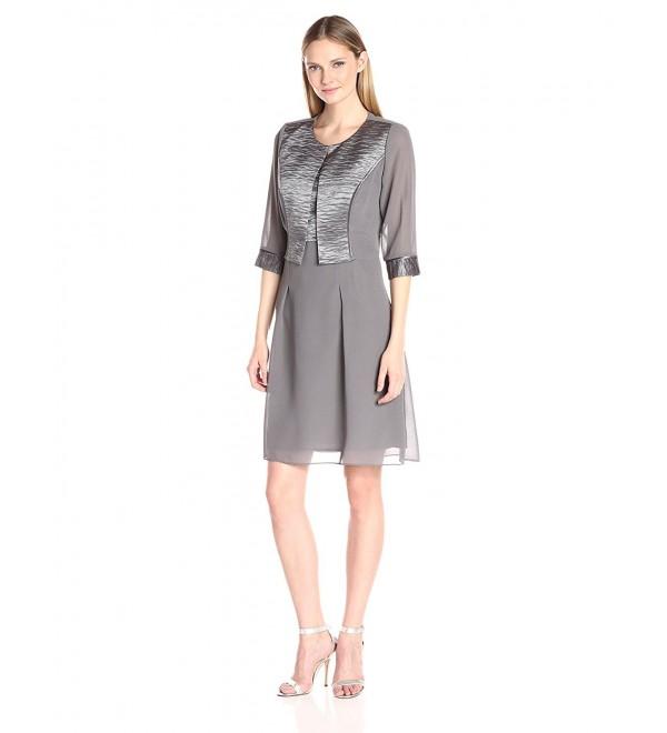 Maya Brooke Womens Pleated Gunmetal