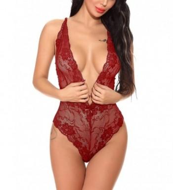 PINKMILLY Lingerie Babydoll Bodysuit Burgundy