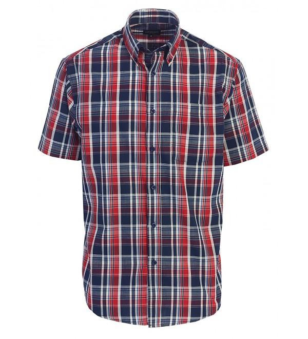 Men's Plaid Short Sleeve Shirt - Red / Navy / White - CI1842X5T39