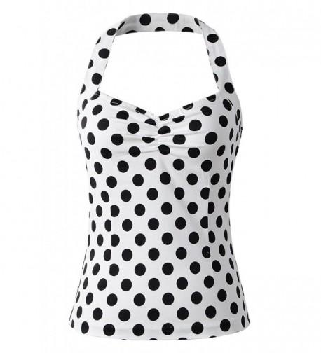 50s Vintage Retro Style Pinup Rockabilly Polka Shirt Halter Top - White ...