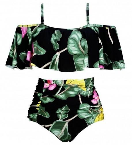 COCOSHIP Tropical Ruffled Flounce Swimsuit