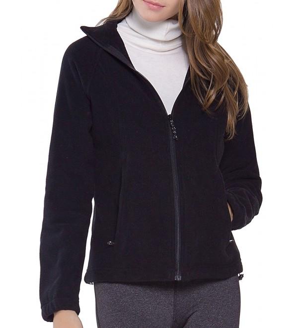 Women's Full-Zip Polar Sport Fall Winter Spring Fleece Jacket - Black ...