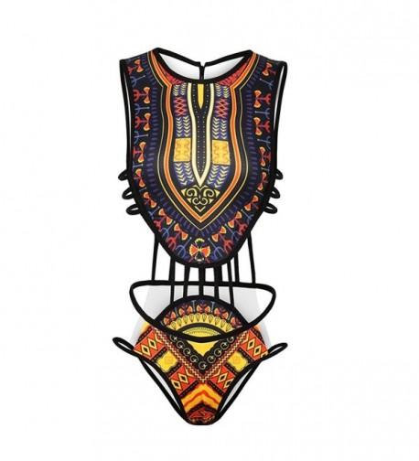 African Monokini Swimsuit Backless Swimwear