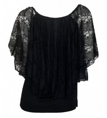 eVogues Plus Size Lined Sheer Lace Poncho Top Ivory - Black - CI12COJGG1N