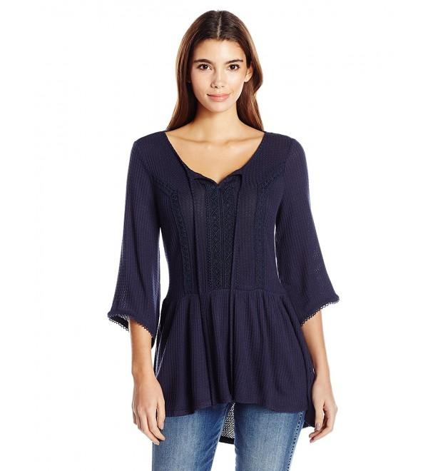 OneWorld Womens Petite Sleeve Waffle