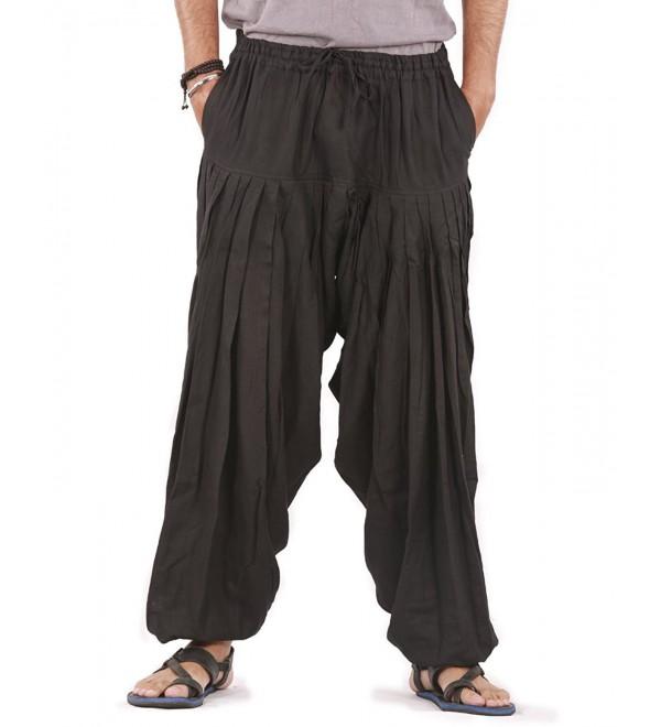 Mens Linen Pants Pleated Style - Black - CV122O3NEOL