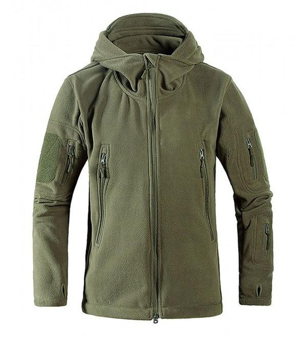 Men's Tactical Zip-Up Fleece Outdoor Hooded Jacket Hoodies With ...