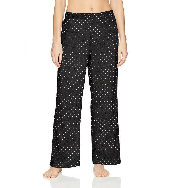Women's Printed Knit Long Pajama Sleep Pant - Black/Dotty Square ...