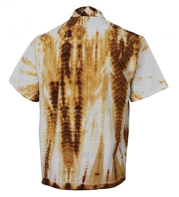 Hawaiian Shirt For Men Short Sleeve Front-Pocket Cotton Tie Dye Mustard ...