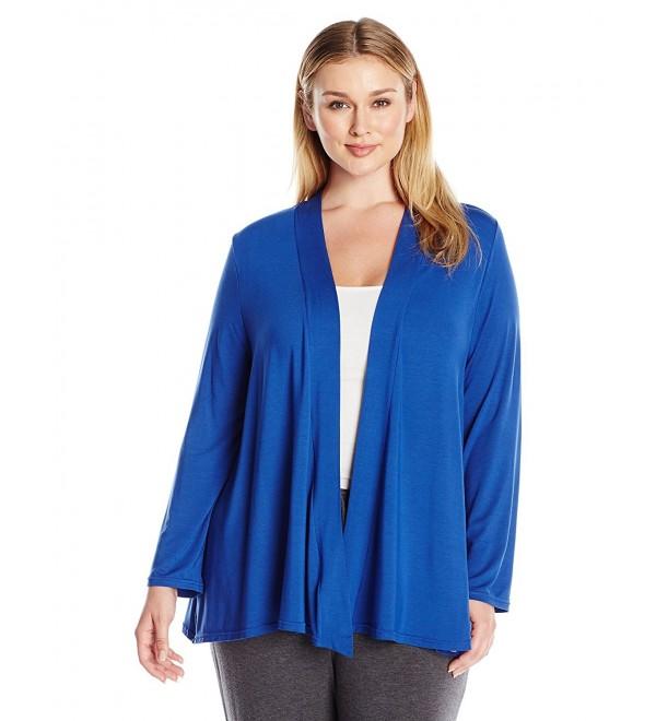 Women's Plus Size Draped Open Front Cardigan - Blue - C512DPMLTYR