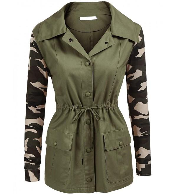 Women's Casual Military Camo Lightweight Button Outwear Jacket S-XXL ...