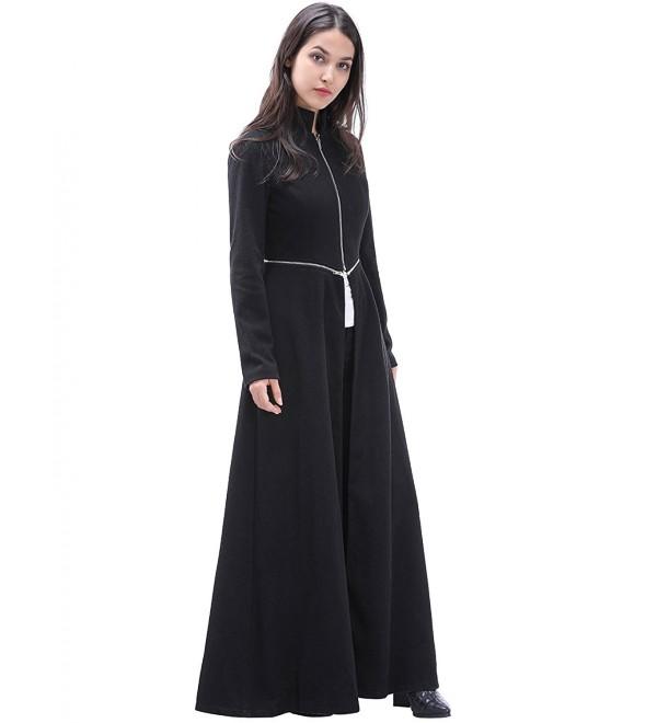 Women's Elegant Zipper Maxi Swing Full Length Trenchcoat Outwear ...