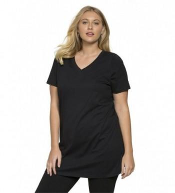 Roamans Womens V Neck Tunic Black