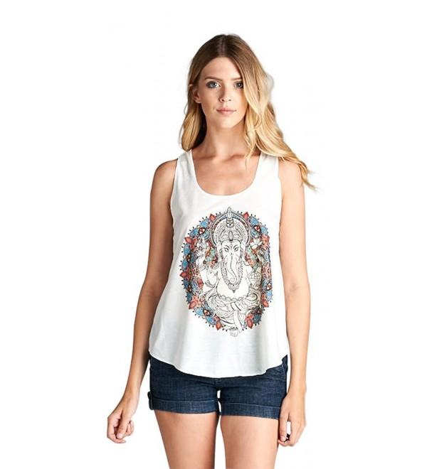 Elephant Mandala Yoga Loose Fit Yoga Tank Top Tee - White V820 ...