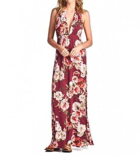 Beachcoco Womens Beach Halter Flower01 Wine