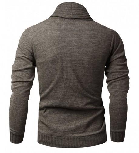 Mens Slim Fit Basic Button Up Shawl Collar Knit Cardigan Sweater - A ...