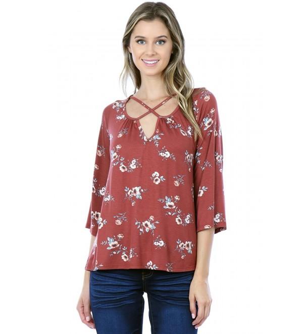 BQU T3839 PR LONG SLEEVE PEASANT Flower_RUST