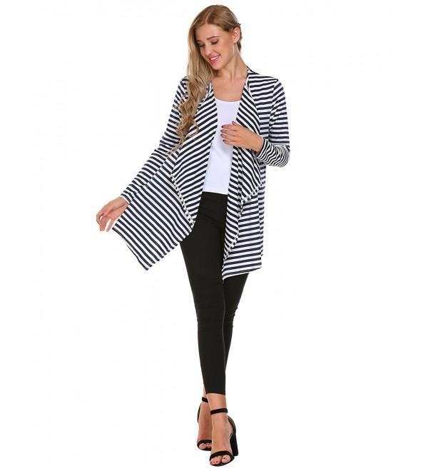 Womens Striped High Low Long Sleeve Open Front Blouses Cardigans ...