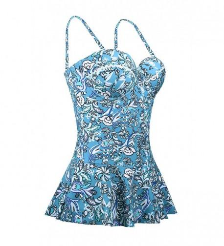 Womens Vintage Floral Swimsuit Strap Adjusted One Piece Bathing Suit ...