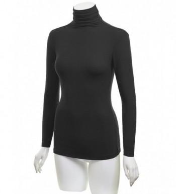 LL Womens Lightweight Long Sleeve Rib Turtleneck Top Pullover Sweater ...