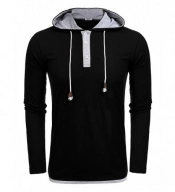 Hotouch Mens Three Button Henley Black