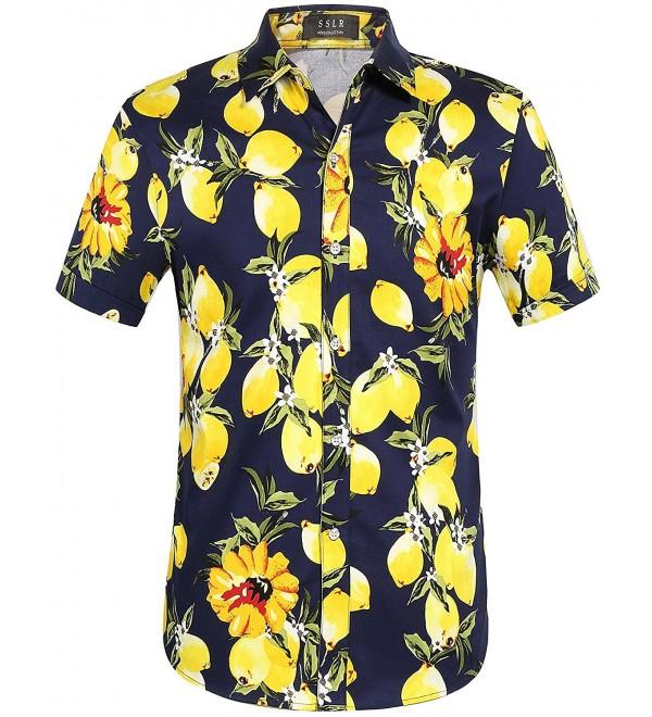 Men's Lemon Hawaiian Style Short Sleeve Button Down Casual Shirt ...