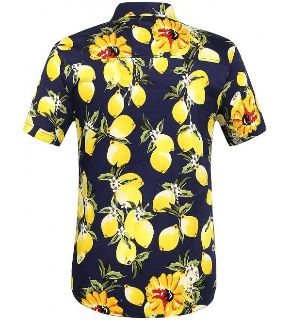 Men's Lemon Hawaiian Style Short Sleeve Button Down Casual Shirt ...