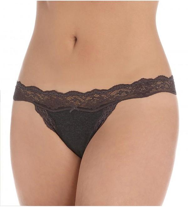 DKNY Womens Lace Trim Thong Panty